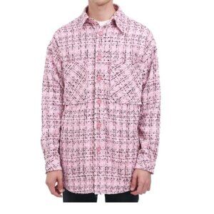 Charlie Luciano Milano Tweed Shirt Jacket Pink Size Small